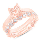 0.28ct 14k Rose Gold Diamond Semi-mount Ring for 0.75ct Center