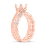 0.28ct 14k Rose Gold Diamond Semi-mount Ring for 0.75ct Center