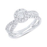 0.40ct Round Brilliant Center and 0.70ct Side 14k White Gold Diamond Engagement Ring
