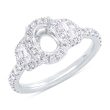 0.90ct 18k White Gold Diamond Semi-mount Ring for 7x5mm Center