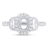 0.90ct 18k White Gold Diamond Semi-mount Ring for 7x5mm Center