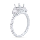 0.90ct 18k White Gold Diamond Semi-mount Ring for 7x5mm Center