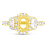 0.90ct 18k Yellow Gold Diamond Semi-mount Ring for 7x5mm Center