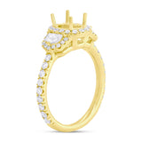 0.90ct 18k Yellow Gold Diamond Semi-mount Ring for 7x5mm Center