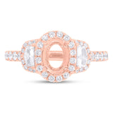 0.90ct 18k Rose Gold Diamond Semi-mount Ring for 7x5mm Center