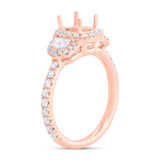 0.90ct 18k Rose Gold Diamond Semi-mount Ring for 7x5mm Center