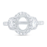 1.00ct 18k White Gold Diamond Semi-mount Ring for 8.5x6.5mm Center