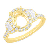 1.00ct 18k Yellow Gold Diamond Semi-mount Ring for 8.5x6.5mm Center