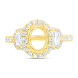 1.00ct 18k Yellow Gold Diamond Semi-mount Ring for 8.5x6.5mm Center