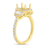 1.00ct 18k Yellow Gold Diamond Semi-mount Ring for 8.5x6.5mm Center