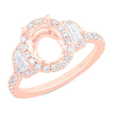 1.00ct 18k Rose Gold Diamond Semi-mount Ring for 8.5x6.5mm Center