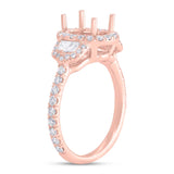1.00ct 18k Rose Gold Diamond Semi-mount Ring for 8.5x6.5mm Center