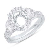 1.15ct 18k White Gold Diamond Semi-mount Ring for 9x7mm Center