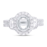 1.15ct 18k White Gold Diamond Semi-mount Ring for 9x7mm Center