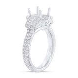 1.15ct 18k White Gold Diamond Semi-mount Ring for 9x7mm Center