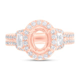 1.15ct 18k Rose Gold Diamond Semi-mount Ring for 9x7mm Center