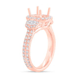 1.15ct 18k Rose Gold Diamond Semi-mount Ring for 9x7mm Center
