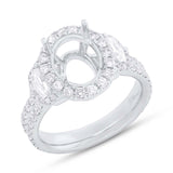 1.45ct 18k White Gold Diamond Semi-mount Ring for 10x8mm Center