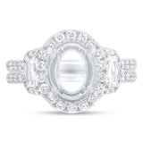 1.45ct 18k White Gold Diamond Semi-mount Ring for 10x8mm Center