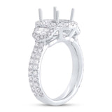 1.45ct 18k White Gold Diamond Semi-mount Ring for 10x8mm Center