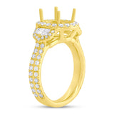 1.45ct 18k Yellow Gold Diamond Semi-mount Ring for 10x8mm Center