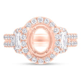 1.45ct 18k Rose Gold Diamond Semi-mount Ring for 10x8mm Center