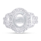 2.10ct 18k White Gold Diamond Semi-mount Ring for 11x9mm Center