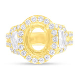2.10ct 18k Yellow Gold Diamond Semi-mount Ring for 11x9mm Center