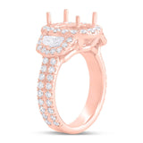 2.10ct 18k Rose Gold Diamond Semi-mount Ring for 11x9mm Center