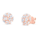 0.83ct 14k Rose Gold Diamond Baguette Stud Earring