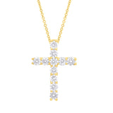 0.32ct 14k Yellow Gold Diamond Cross Necklace
