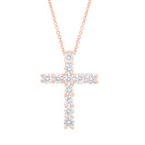 0.32ct 14k Rose Gold Diamond Cross Necklace