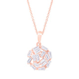 0.45ct 14k Rose Gold Diamond Baguette Necklace