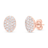 0.99ct 14k Rose Gold Diamond Pave Oval Earring