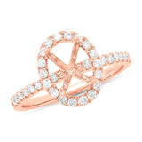 0.40ct 14k Rose Gold Diamond Semi-mount Ring for 8.5x6.5mm Oval Center