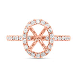 0.40ct 14k Rose Gold Diamond Semi-mount Ring for 8.5x6.5mm Oval Center