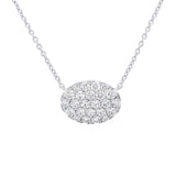 0.69ct 14k White Gold Diamond Pave Oval Necklace
