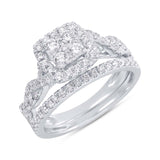 0.94ct 14k White Gold Diamond Wedding Set Ring 2-pc
