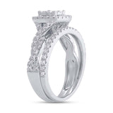 0.94ct 14k White Gold Diamond Wedding Set Ring 2-pc