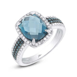 0.30ct Diamond & 3.98ct London Blue Topaz 14k White Gold Ring Size 6