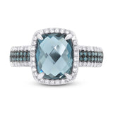 0.30ct Diamond & 3.98ct London Blue Topaz 14k White Gold Ring Size 6