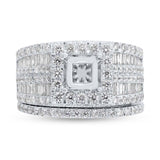 2.27ct 14k White Gold Semi Mount Diamond Cluster Lady's Ring 2-pc