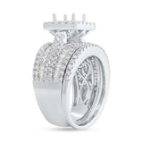 2.27ct 14k White Gold Semi Mount Diamond Cluster Lady's Ring 2-pc