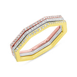 0.54ct 14k Three-tone Gold Diamond Eternity Lady's Ring 3-pc Size 6.5