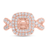 0.90ct 14k Rose Gold Diamond Semi-mount Ring for 0.75ct Center