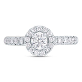 0.40ct Round Brilliant Center and 0.45ct Side 14k White Gold Diamond Engagement Ring Size 4.5