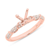 0.34ct 14k Rose Gold Diamond Semi-mount Ring for 1.00ct Center