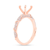 0.34ct 14k Rose Gold Diamond Semi-mount Ring for 1.00ct Center