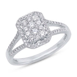 0.40ct 14k White Gold Diamond Cluster Engagement Ring