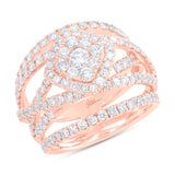 2.20ct 14k Rose Gold Diamond Cluster Lady's Ring